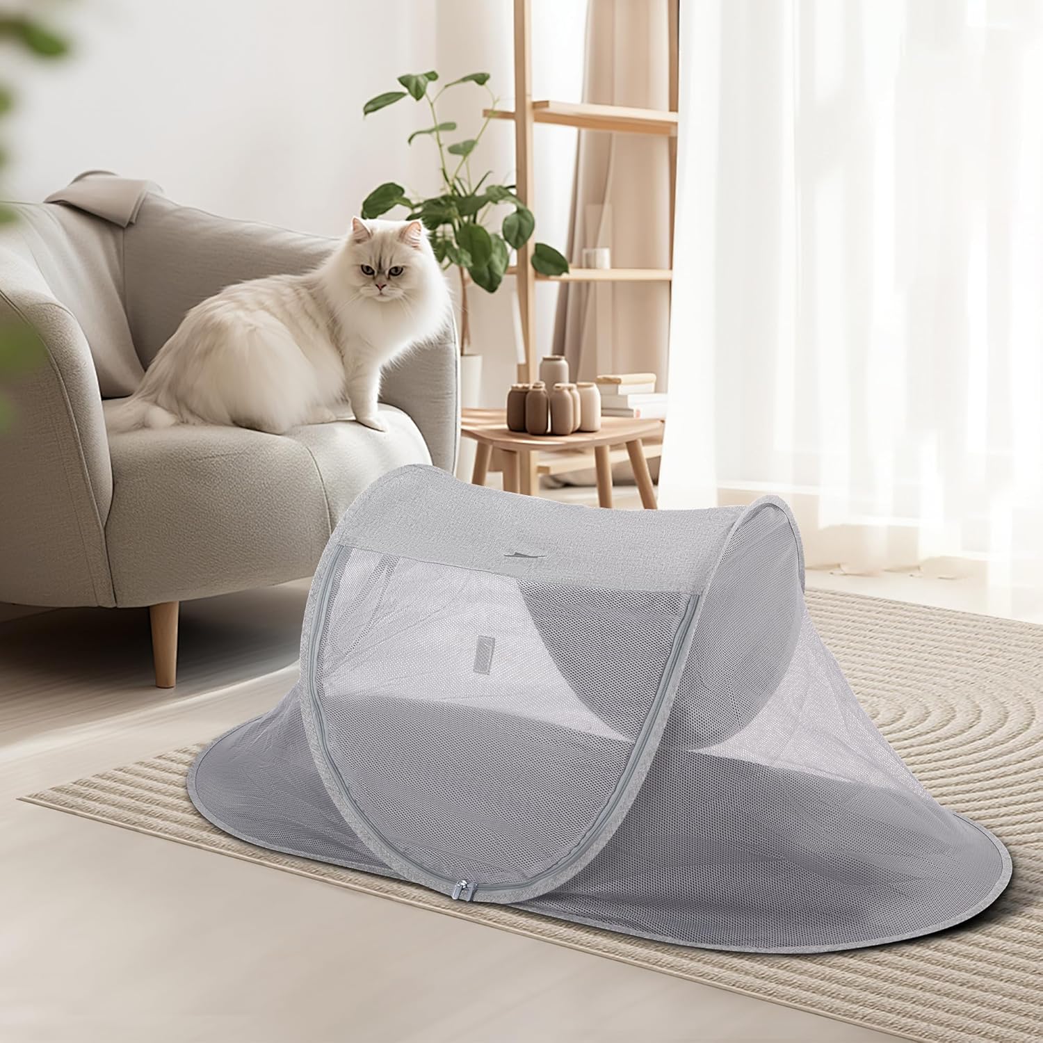 X-ZONE PET Outdoor Cat Tent, Pop Up Cat Playpen, Pet Enclosure Suitable Birds and Small Animals Gray