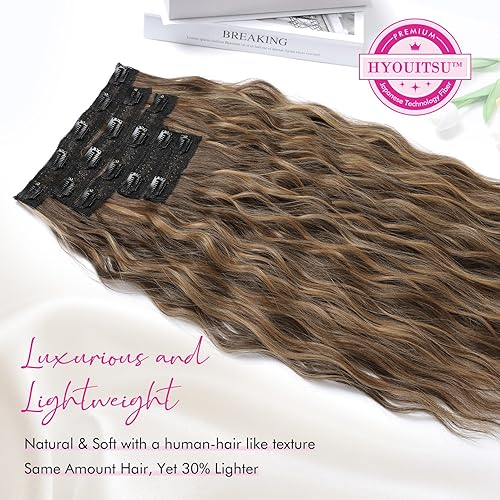 Miniatura 2 de REECHO - Extensiones de cabello con clip, 5 extensiones de cabello de 24 pulgadas de grosor, largas y sueltas, extensiones de cabello con trama de