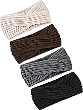 4 Pieces Winter Chunky Knit Headbands Braided Knitted Head Band Ear Warmer Crochet Head Wraps for Women Girls