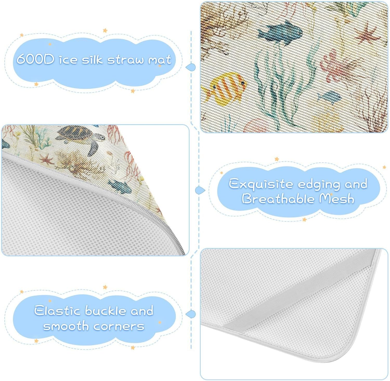 Cooling Baby Waterproof Crib Mattress pad 28" x 52" Reusable Ocean Animals Turtle Jellyfish Pads for Kids for Baby&Toddler