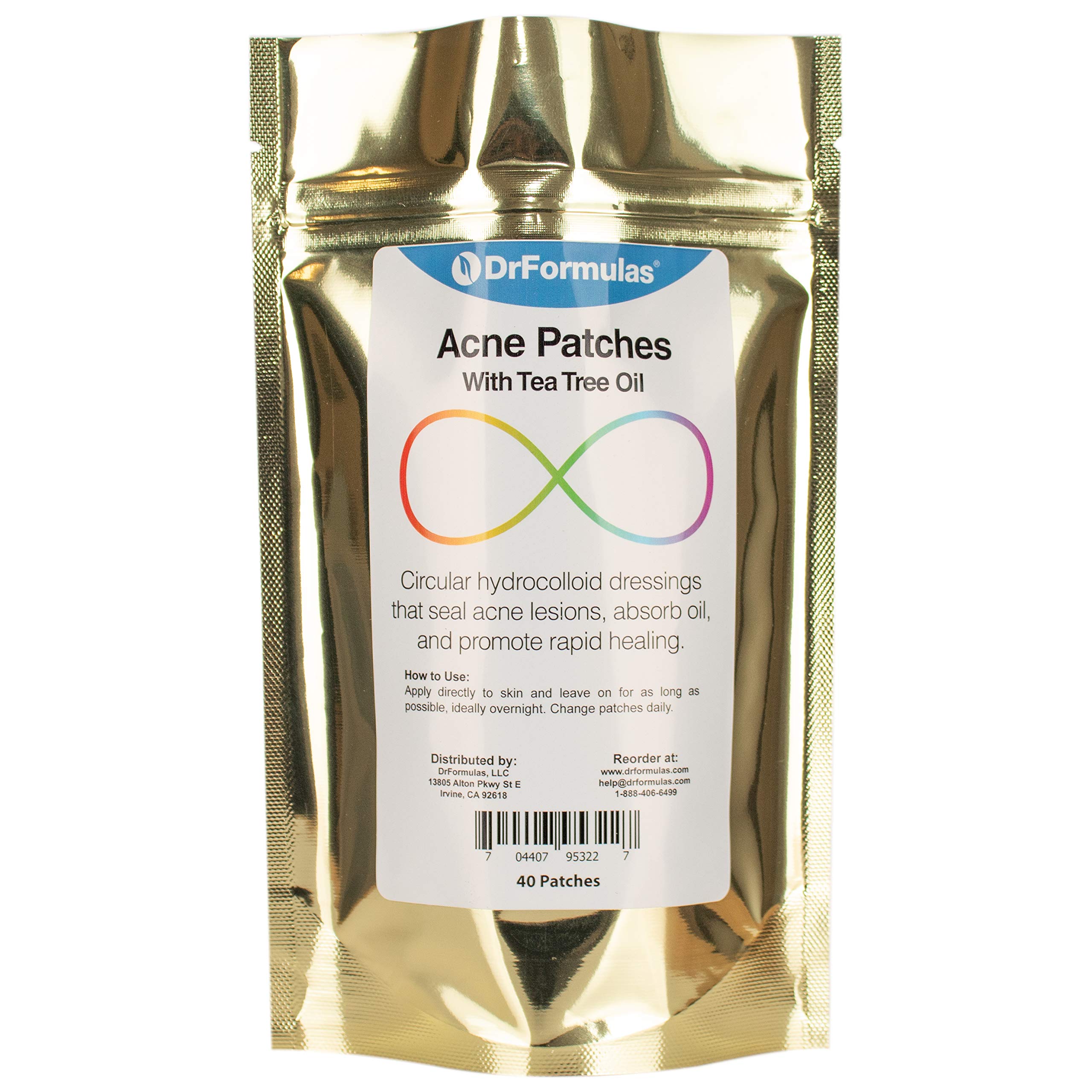 DrFormulasPimple Patch with Tea Tree and Oil Absorbent Acne Spot Treatment | Dermatrope Clear Hydrocolloid Dressing to Help with Cystic Breakout, Scar, Healing & Popper Tool, 40 Patches