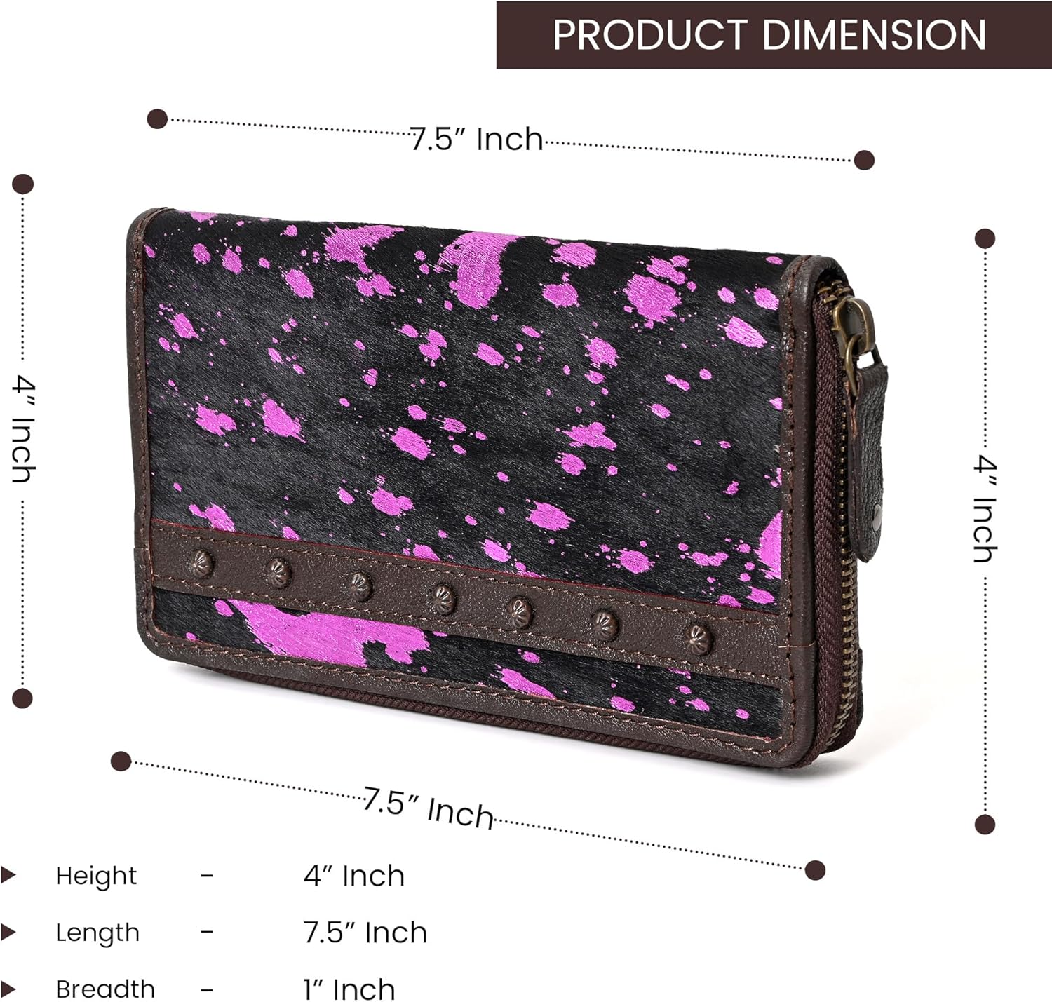 Merbaa Women's Ladies Cowhide Leather Wallet, Zip Around Wristlet Clutch Wallet for Women