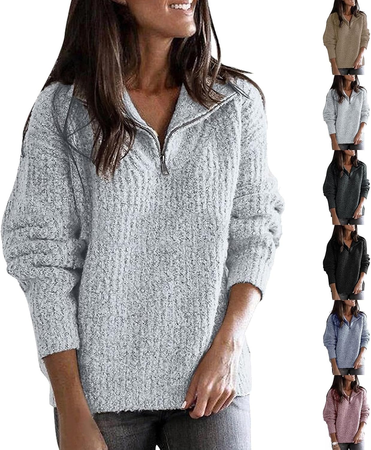 Women’s Quarter Zip Knit Sweater Pullover main image 0