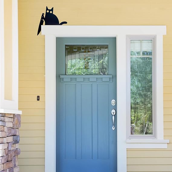Black Cat Door Topper Cat Door Corner Decor Black Cat Halloween Decor