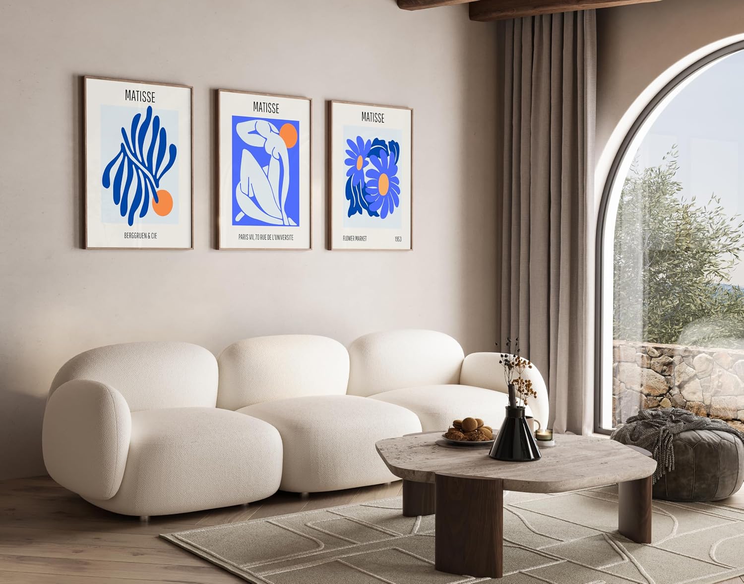 Poster Master 3-Piece Vintage Blue Cut Outs Print - Matisse Poster - Abstract Flower & Nude Art - Gift for Men & Women - Chic Decor for Bedroom, Living Room or Dorm - 8x10 UNFRAMED Wall Art