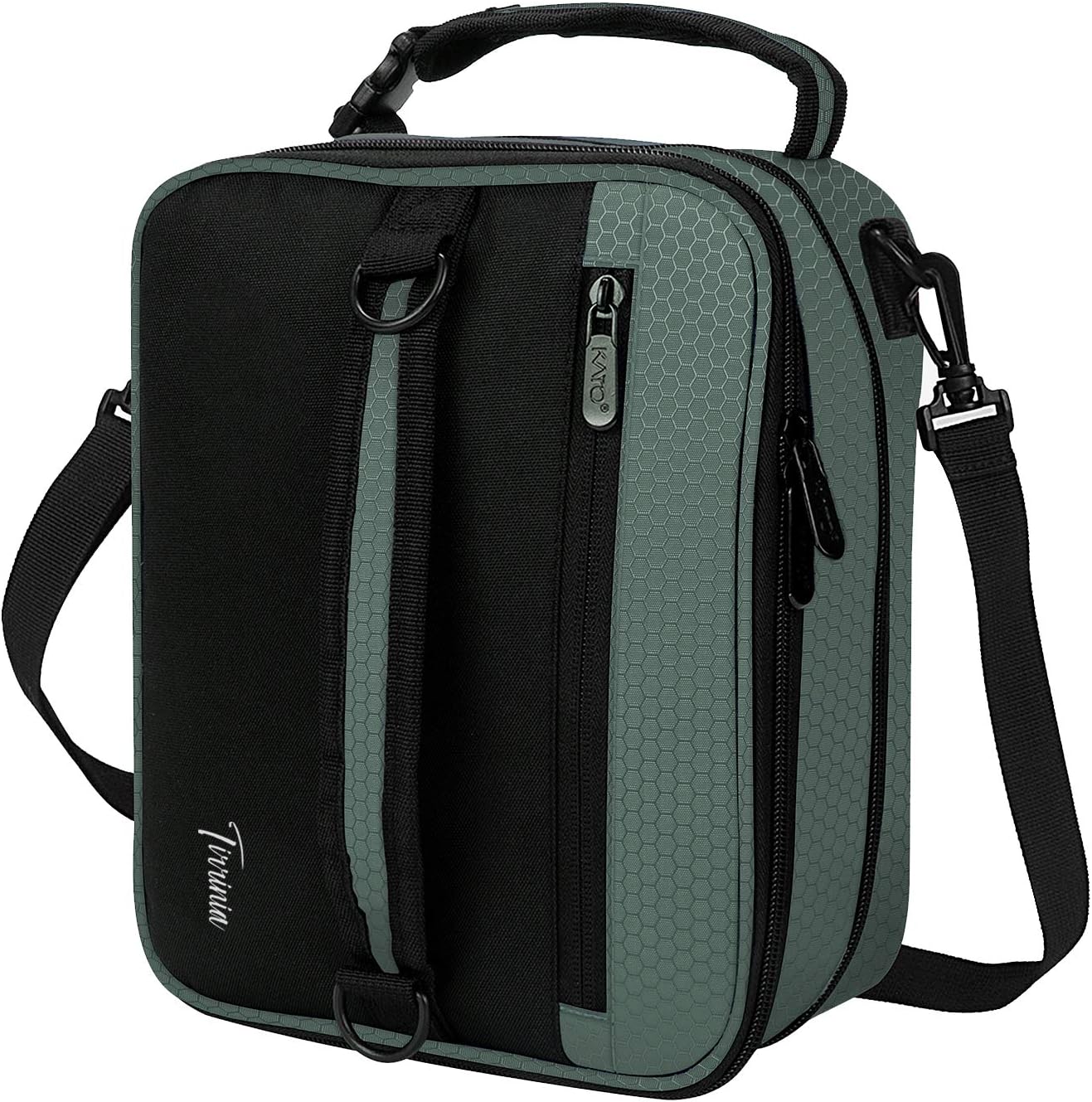 Expandable Insulated Lunch Bag, Leakproof Flat Lunch Cooler Tote with Shoulder Strap for Men and Women, Suitable for Work & Office by Tirrinia, Grey