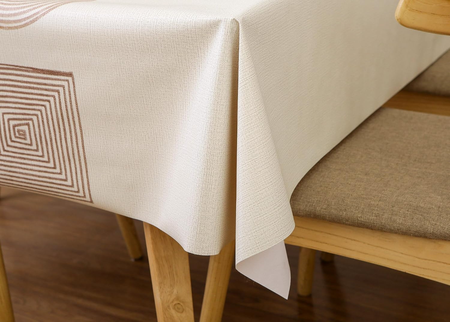 LEEVAN Heavy Vinyl Tablecloth Rectangle 54 x 72 Inch PVC Table Cover with Flannel Backing Wipe Clean Table Cloths Waterproof Oil-Proof for Kitchen and Dining Room-Geometry