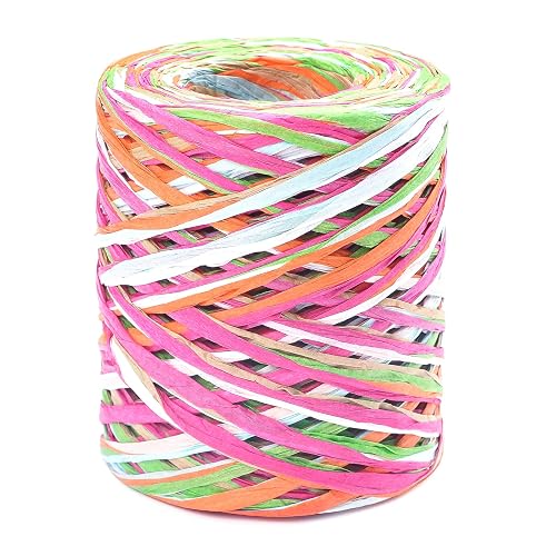G2PLUS Colored 262 Feet Raffia Paper Ribbon, 6 Colored Packing