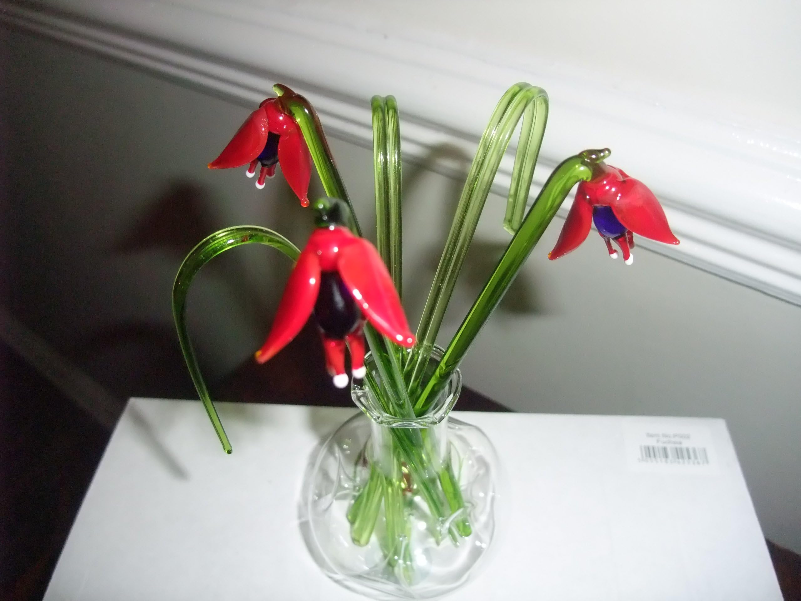 Glass flowers gift in a glass vase Fuschia