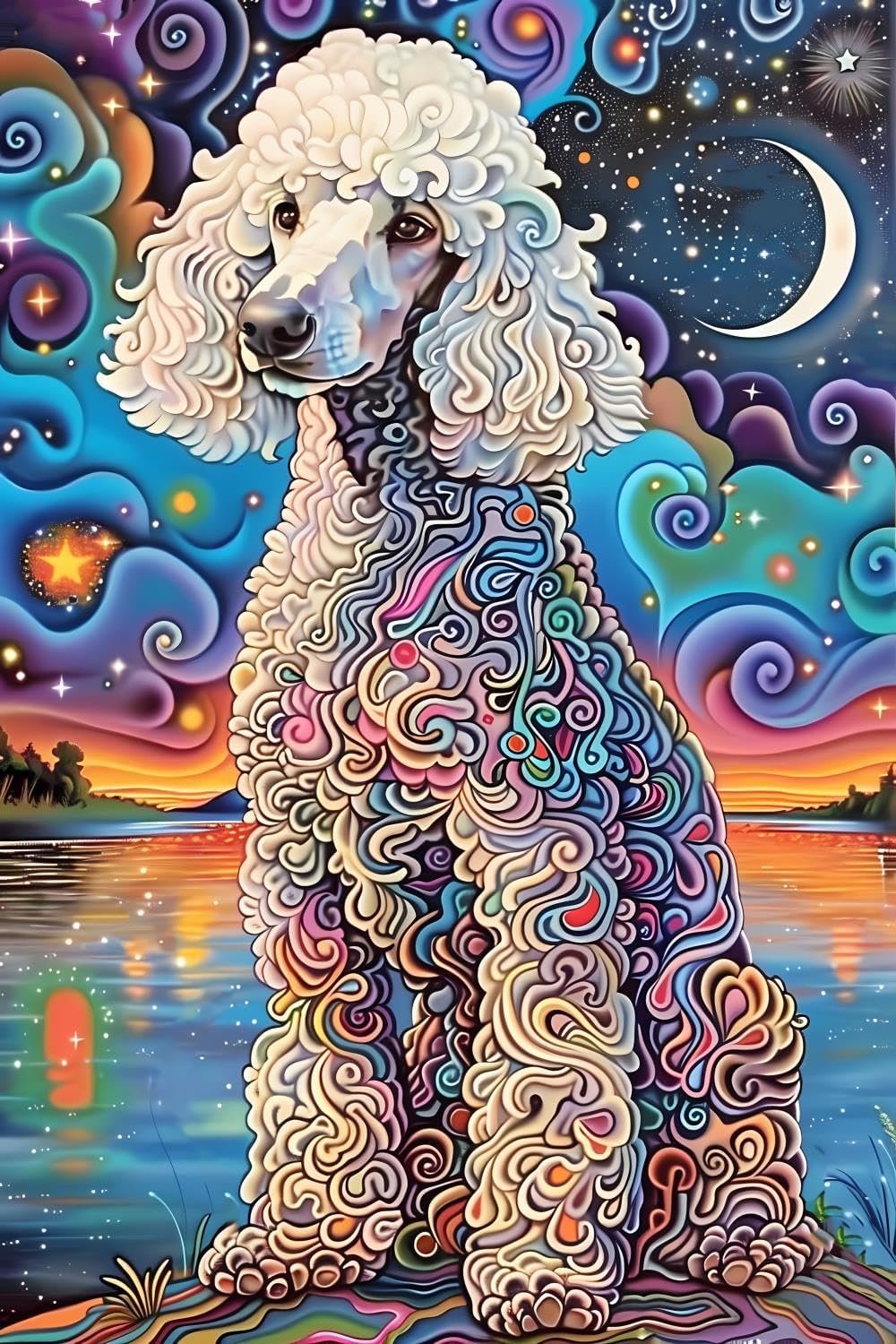 SOIOEOR 5D Diamonds Painting Kits for Adults, The Special Poodle DIY Full Round Diamond Art Perfect for Poodle Dog Handmade Gifts Interior Decoration Relaxation and Bathroom Decor (16x24 inch)