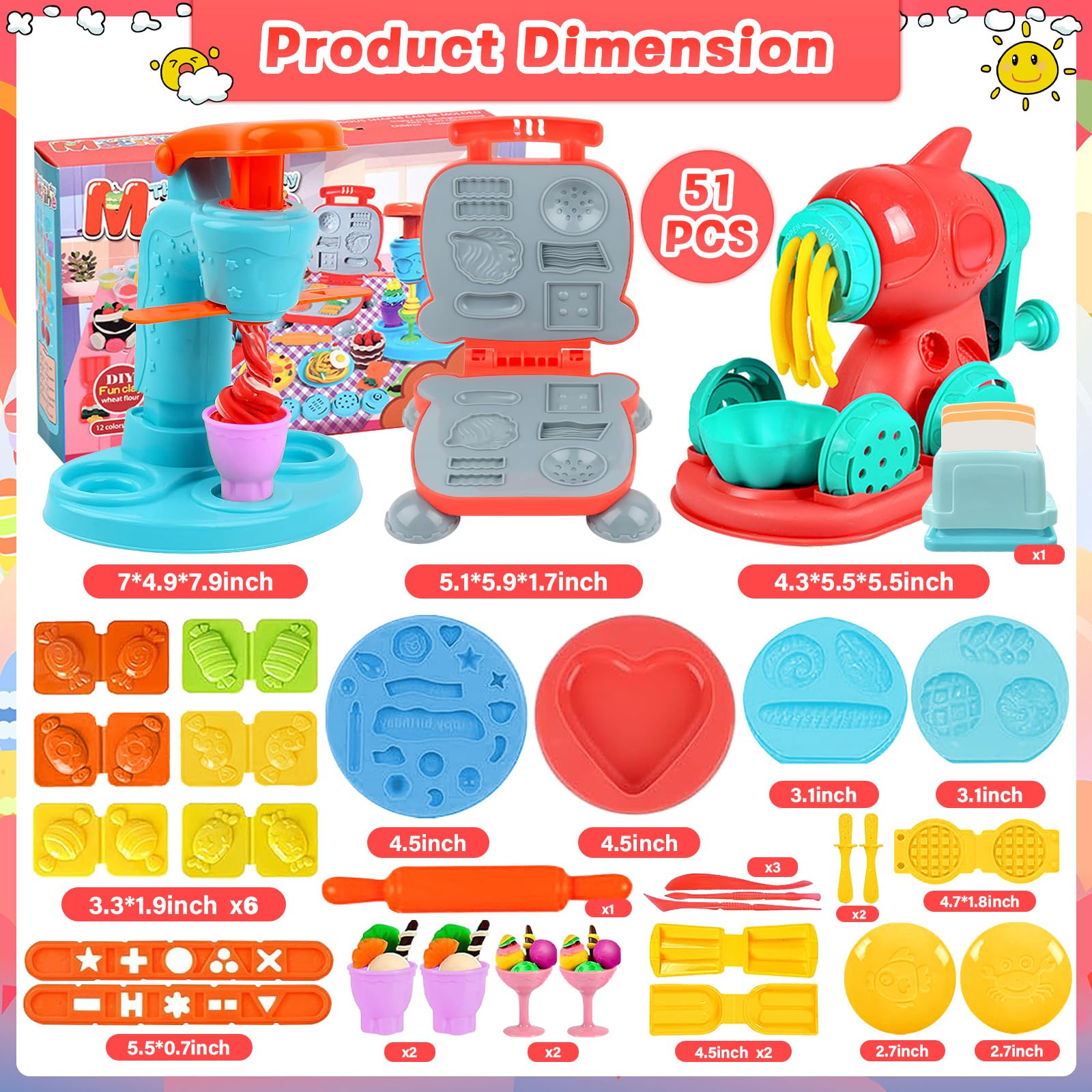 JEDWKFA 34 Pezzi Formine per Plastilina, Playset Salone delle Acconciature, con 6 Argilla da Modellare, Argilla Magica per Modellare, Plastilina Bambini, per Bambini 3 ai 6 Anni