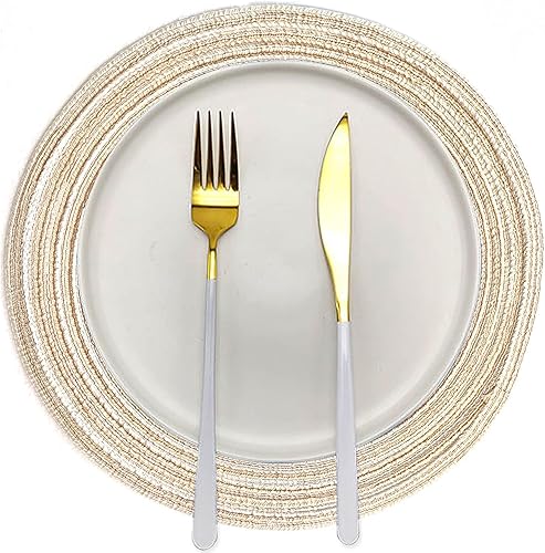 Miniatura 4 de ADIDO EVA Juego de 8 manteles individuales redondos trenzados, resistentes al calor, 11.8 pulgadas, para mesa de cocina, color beige