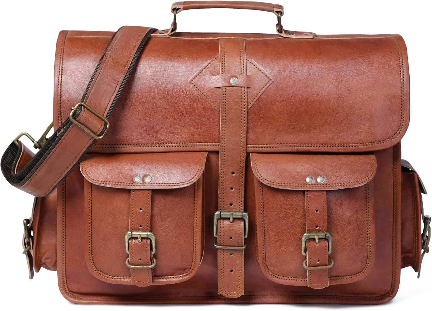 Leather Laptop Bag for Men, Vintage Handmade Leather Satchel, Messenger Briefcase Shoulder Crossbody Bag