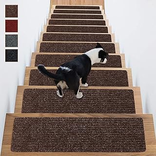 Best Stair Treads Non-Slip Carpet Indoor Set of 14 Brown Carpet Stair Tread Treads Stair Rugs Mats Rubber Backing (30 x 8 inch),(Brown, Set of 14) Review 