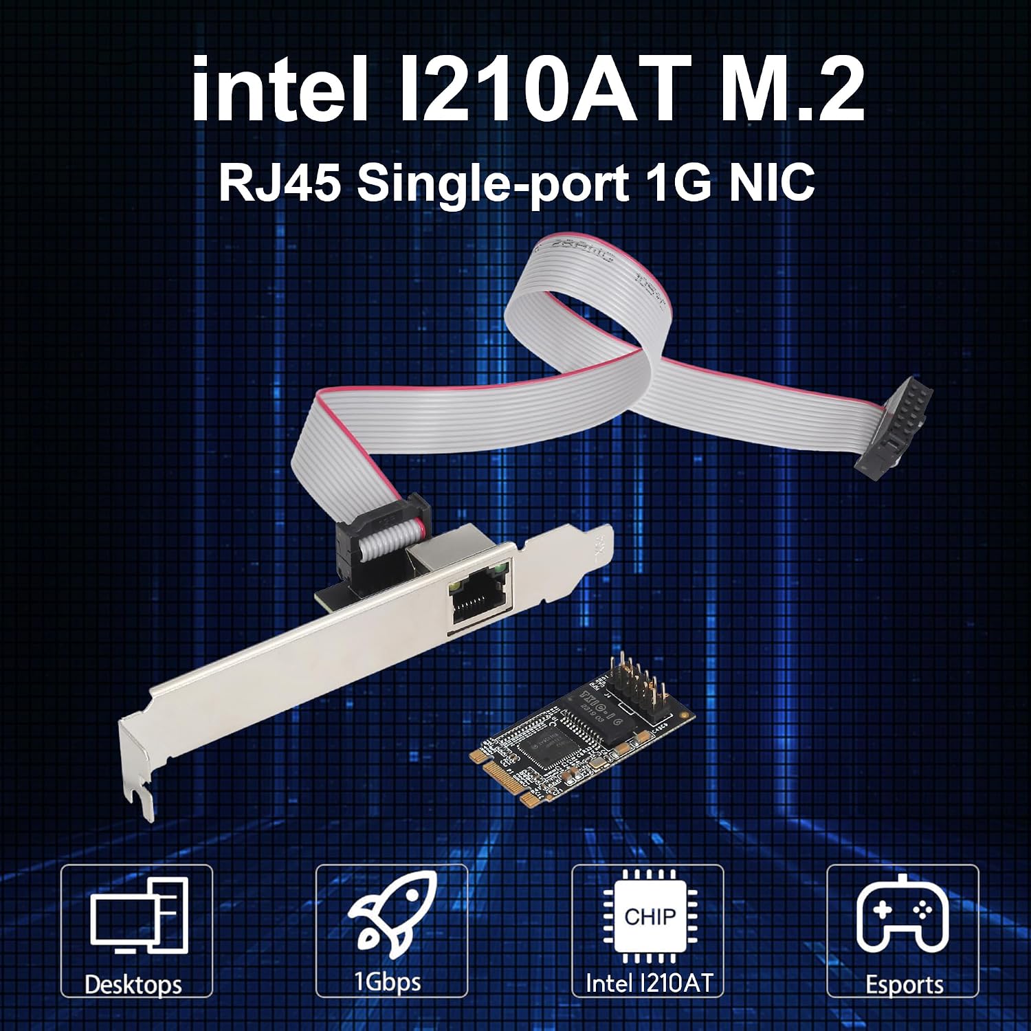 M.2 B+M Key Gigabit Ethernet Network Card, Intel I210 Chip 10/100/1000Mbps RJ45 LAN Adapter, 2242 Size Low-Profile NIC for Industrial PC, NUC, Mini PC, Embedded System, Support DPDK PXE VLAN