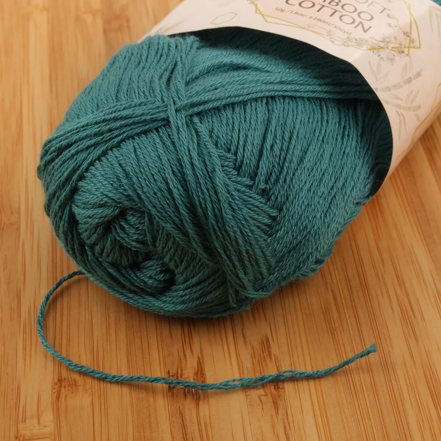 JubileeYarn Baby Soft Bamboo Cotton Yarn - 50g/Skein - Frozen Tidepool - 4 Skeins, 218 Frozen Tidepool - Image 4