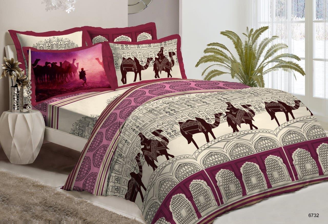Buy Bombay Dyeing Celebrating India Cotton Double Bedsheet with 2