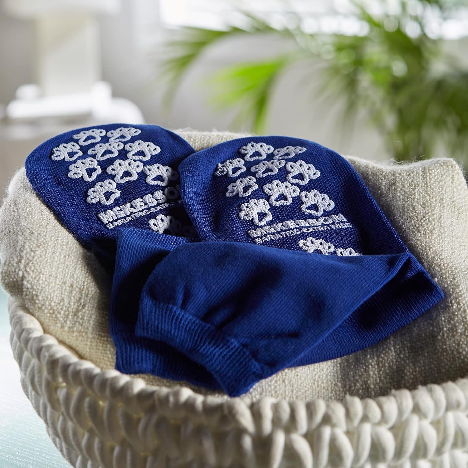 McKesson Adult Bariatric Slipper Socks Non-Skid & Slip Sole Blue - 1 Pair