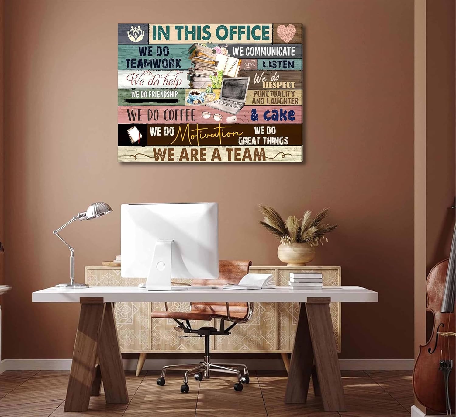 Inspirational Canvas Wall Art in This Office We are a Team Motivational inspiring Quotes Painting Pictures Wall Decor Poster Print Artwork for Man Cave Home Decoration - Image 2