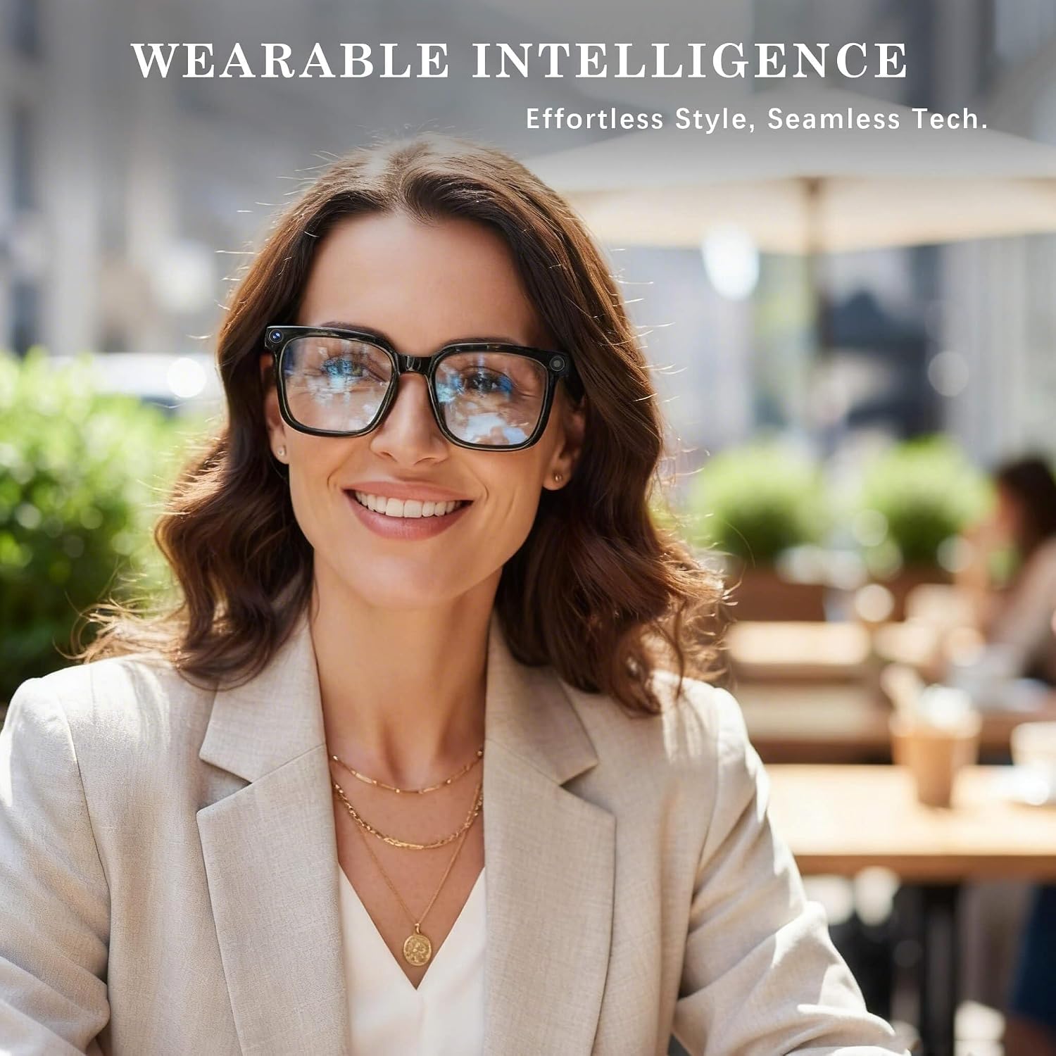 EarlySincere AI Smart Glasses with 4K Camera & ChatGPT, Photochromic Transition Lenses + Extra Blue Light, Real-time Translator & Meeting Minutes, Voice Control Smart Wearable