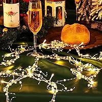 Vista 3 de Mudder Guirnalda de luces de Navidad de 10 pies con 30 LED, cuentas de bayas metálicas, luces de Navidad para chimenea, decoración de Navidad