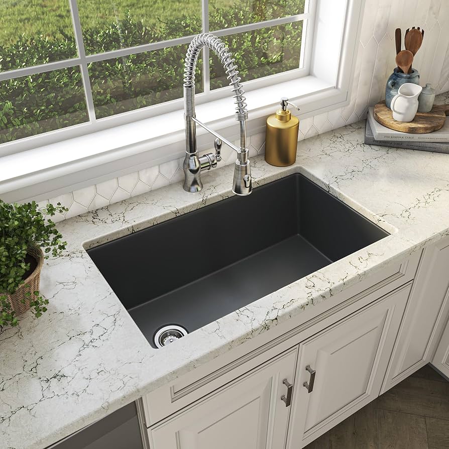 MSI Gray Single Bowl 31 in. X 19 in. Quartz Undermount Kitchen