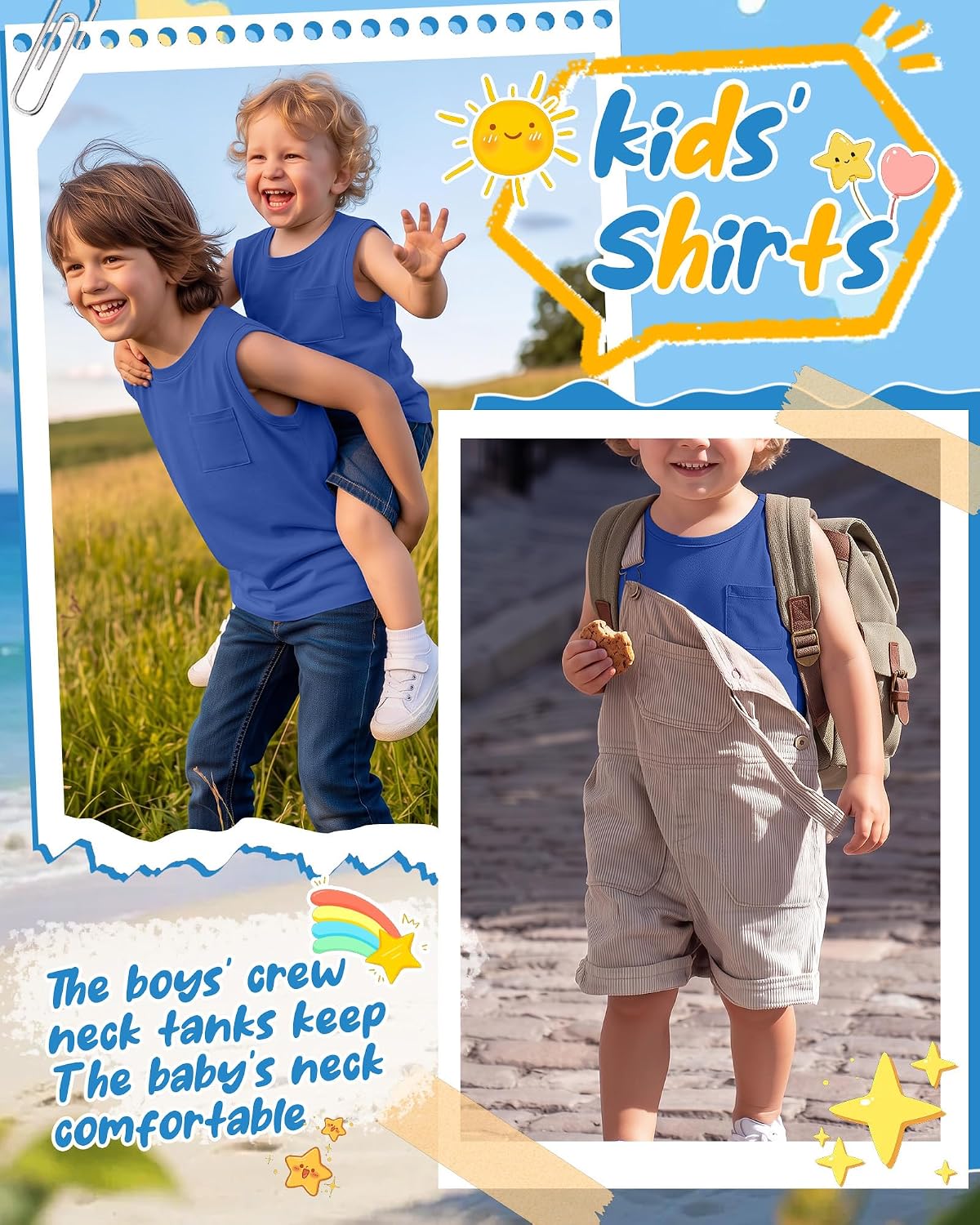 Toddler Boys Sleeveless Tank Tops