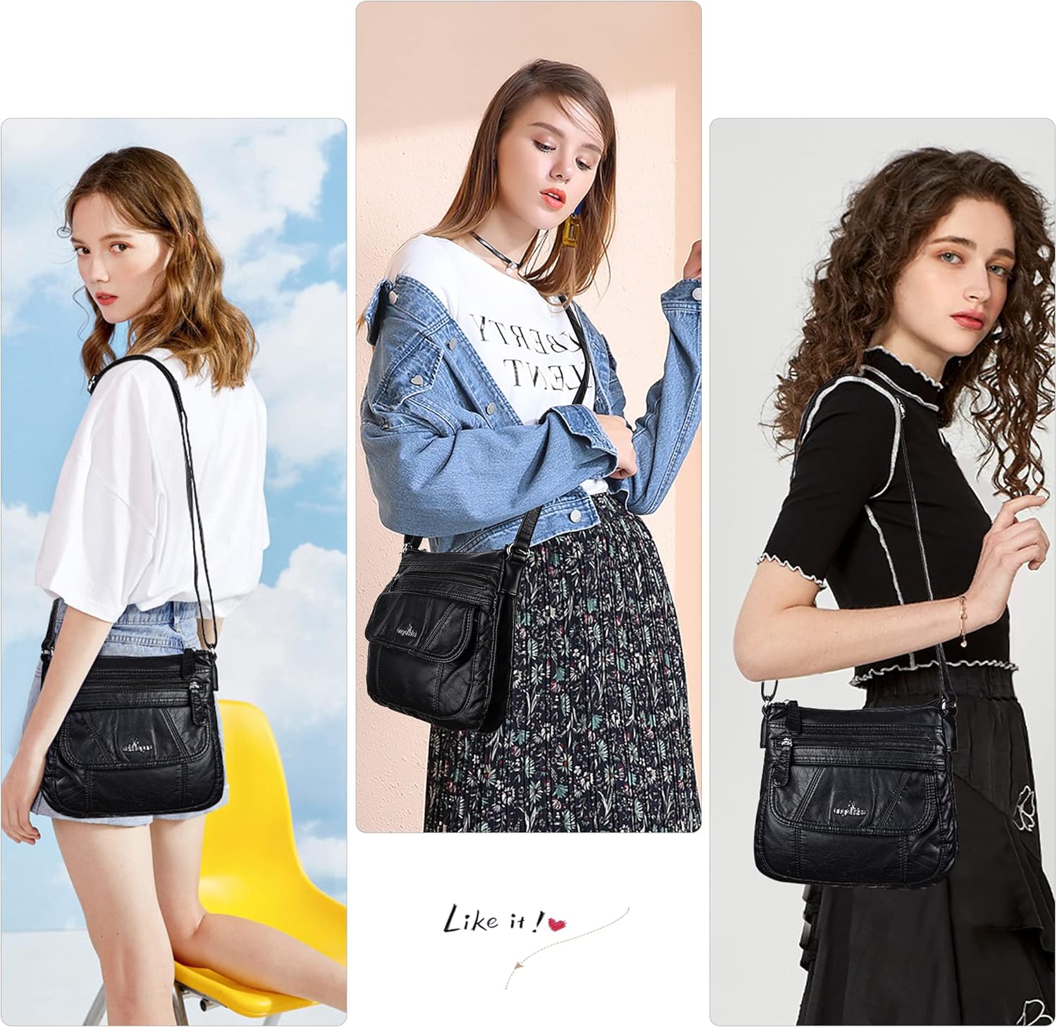 Angelkiss Small Womens Crossbody Bag Leather Shoulder Purse for Women Hobo Bag with Adjustable Shoulder Strap - Image 2