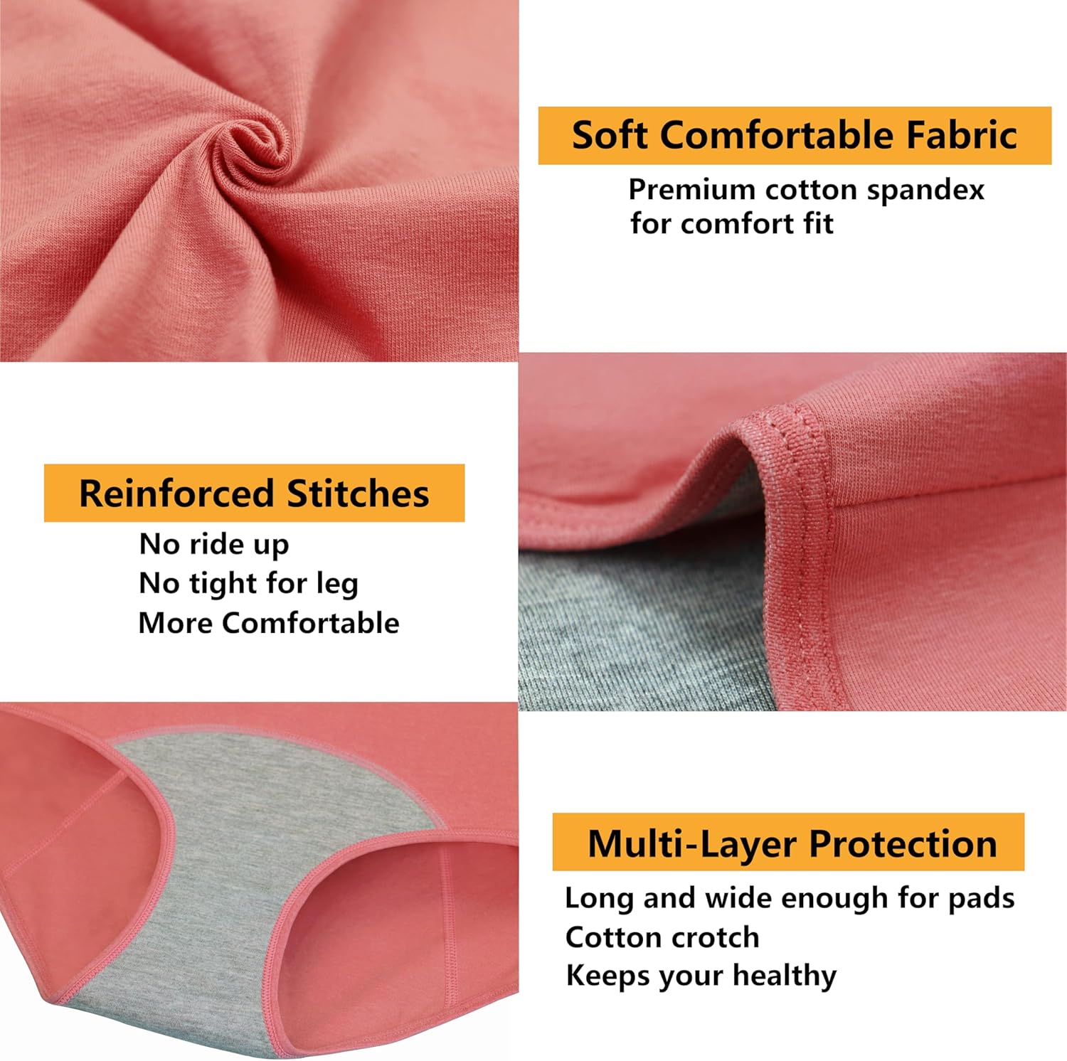 Nalwort Women's Menstrual Period Briefs Girl Ultra Soft Postpartum Cotton Panties Underwear - Image 5