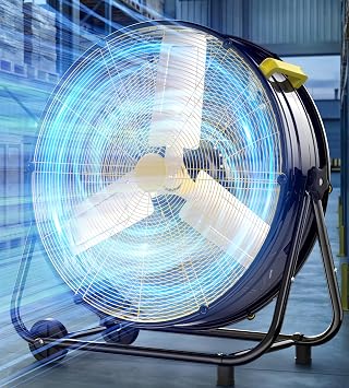 AKIRES 30IN Industrial Floor Drum Fan,14,000CFM High Velocity Heavy Duty Shop Fan with 360 Tilt,Handle,550W High Velocity Drum Fan for Garage,Basement,Warehouse,Patio,Factory,Workshop,Commercial Use
