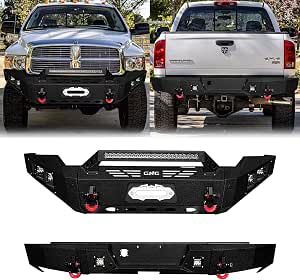 LUYWTE Steel Front and Rear Bumper Kit for 2002–2005 Dodge Ram 1500