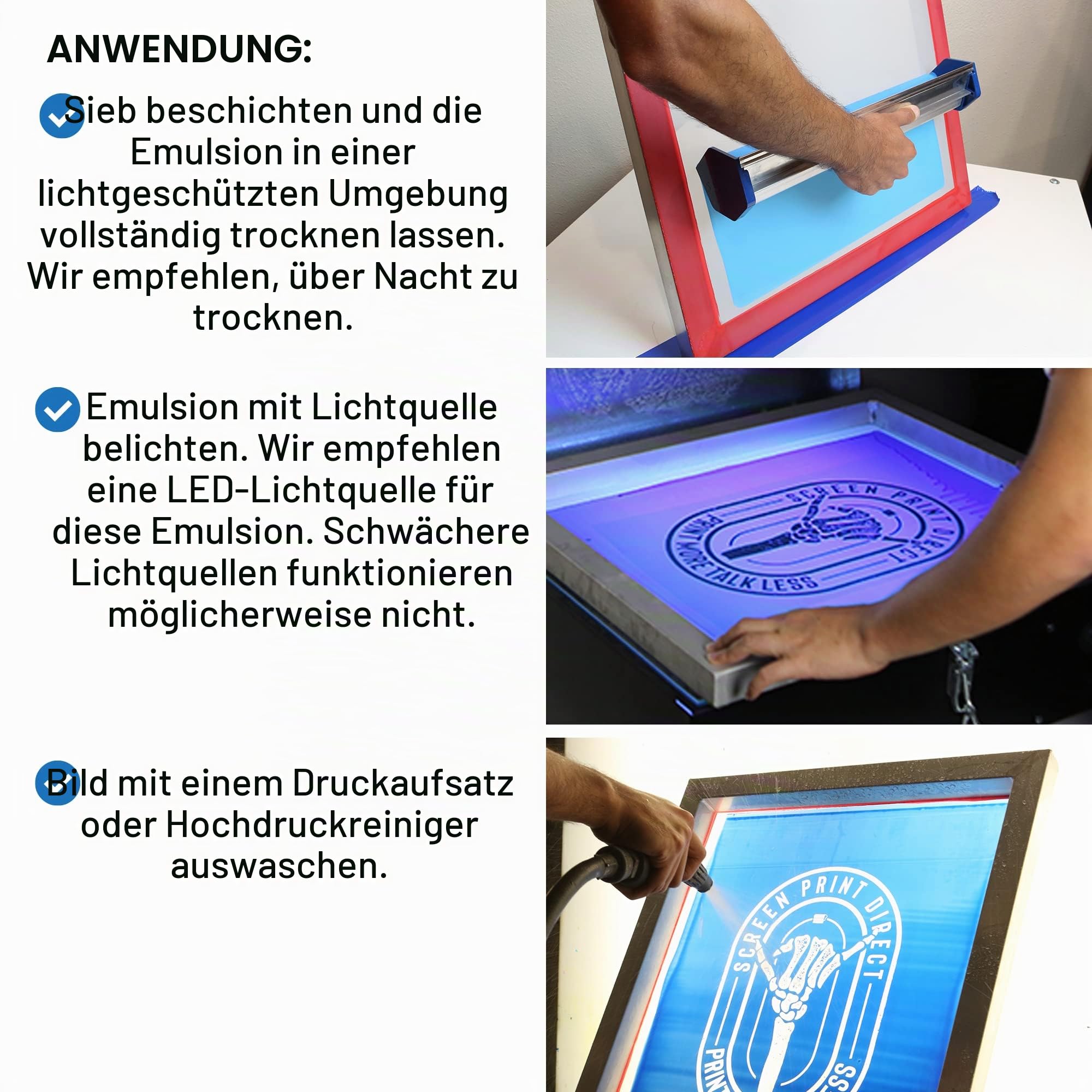 Ecotex AP Blue Screen Printing Emulsion Quart 907.2 g Pre-sensibilisierte Fotoemulsion für Siebdruck
