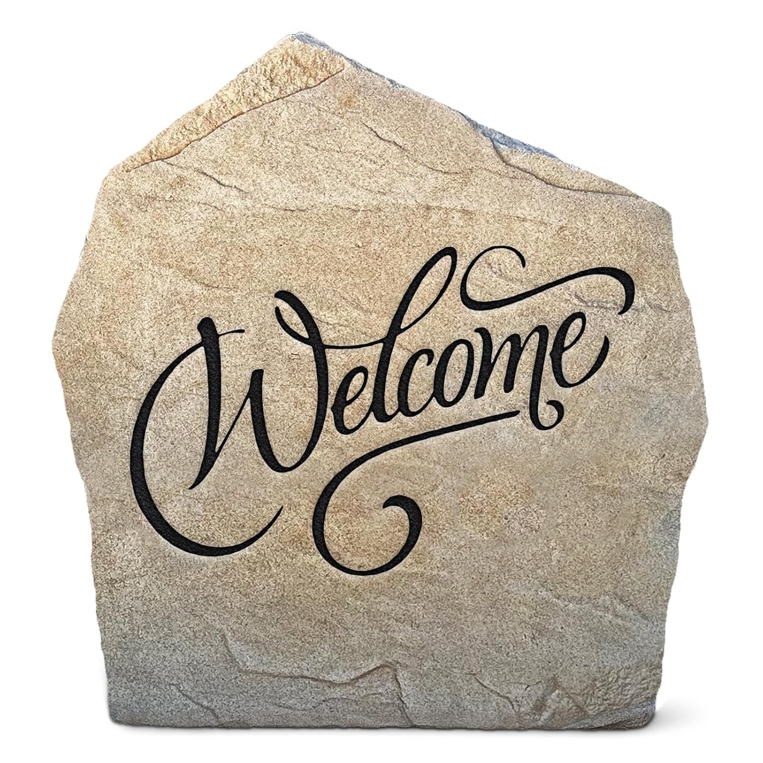 Engraved Welcome Garden Stone - Landscape Stone Sign - Sandstone 21” x 21” - Garden Rock by Design A Stone