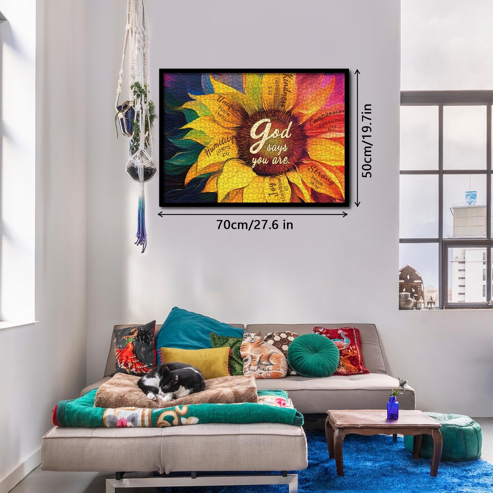 Rainbow Sunflower Puzzle for Adults 1000 Pieces, Colorful Flower Plant Puzzle Flower Jigsaw Puzzles for Adults, Religious Puzzles as Sunflower Decor - Image 6