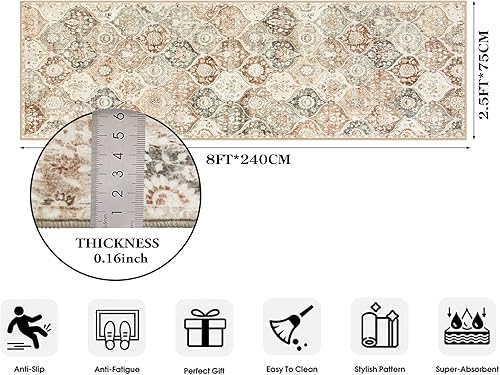 Vista 266 de Lahome - Alfombra de marroquí tejida, alfombra para cocina, pasillo, antideslizante, pasillo para entrada, pasillo de lavadero, dormitorio, 274 x