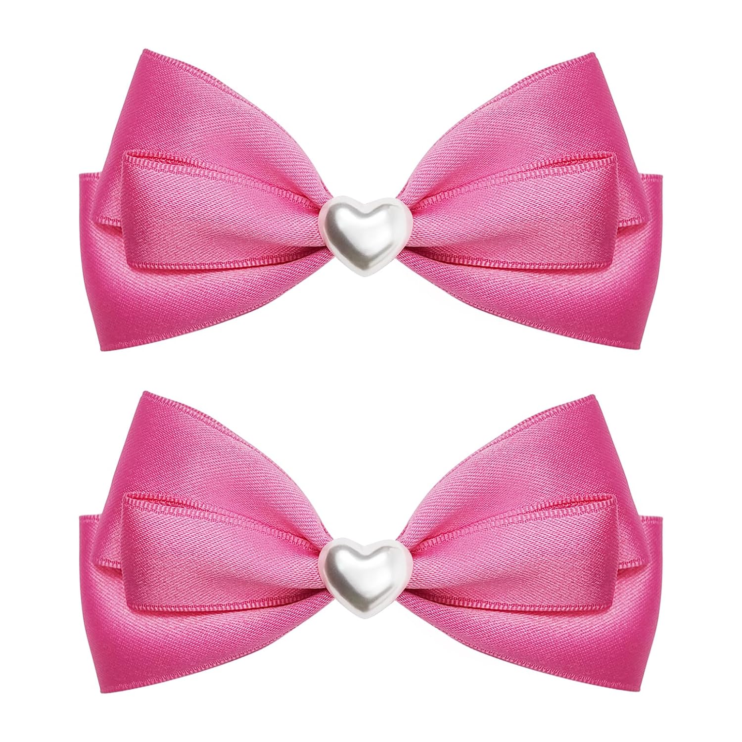 2pcs Pink hair bows for girls, cute bow hair clips for women, hot pink hair bow with alligator hair clip, christmas and valentines hair bows, hair accessories for girls
