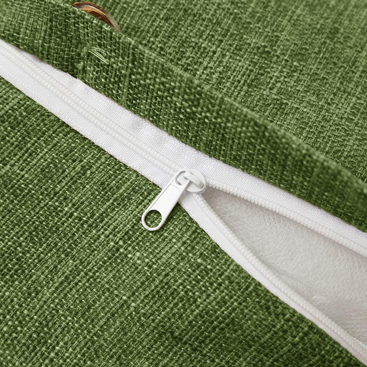 LHKIS Throw Pillow Covers 20x20 Set of 2, Decorative Linen Farmhouse Pillow Cases for Couch Sofa,Vintage Cushion Cover with Triple Button, Green: Home & Kitchen