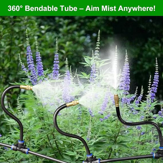 Brass Misting Nozzles for 5/16 Inch Drip Irrigation Tubing, 360° Adjustable Rotating Sprayers for Garden, Greenhouse & Outdoor Cooling, 15 Pack