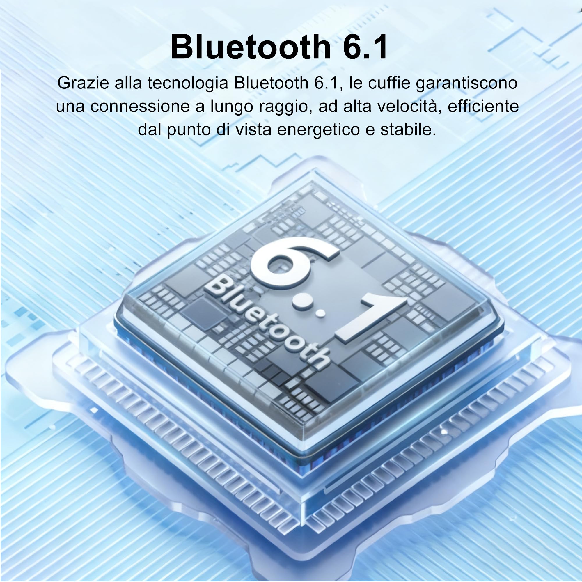 Auricolare Bluetooth 6.1 AI Singolo con CVC8.0 Microfono e USB, In Ear Cuffie Senza Filo Connessione a due Dispositivi, Custodia di Ricarica LED, 180 ore di Standby Cuffie per Guida/Lavoro/Ufficio
