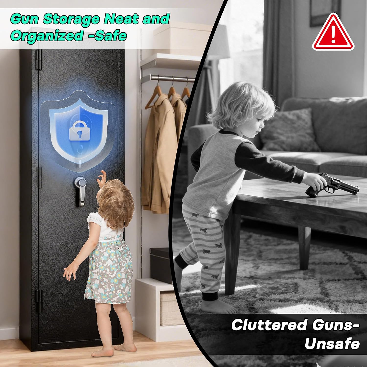 Gun Safe for Rifles and Pistols, Gun Cabinet with Digital Keypad, Gun Locker with 3 Removable Gun Racks, Rifle Safe for 5 Shotguns and 7 Handguns Storage, Gun Safe Home & Hunting for Enthusiasts