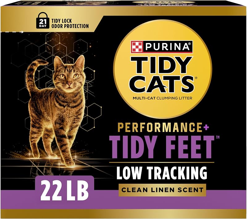 Purina Tidy Cats Tidy Feet Clumping Low Tracking Cat Litter With Odor Control – Clean Linen Scent - 22 lb. Box