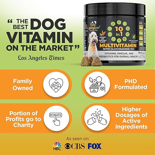 Miniatura 6 de Googipet - Multivitamínico para perros 10 en 1 con probióticos para perros para la salud intestinal de perros vitaminas para perros con MSM y