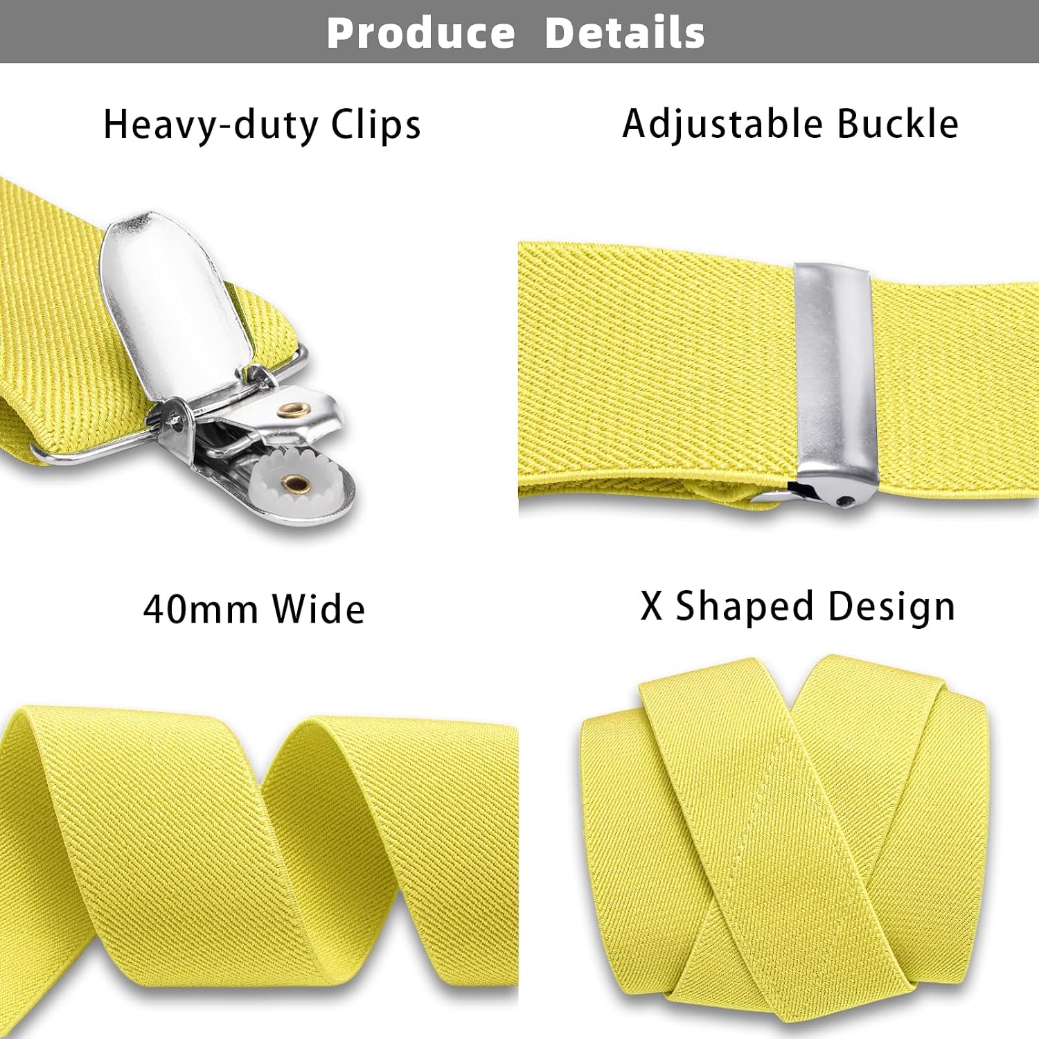 Hi-Tie Mens Suspender Bowtie Set X-Back Adjustable Clip Suspenders for Men