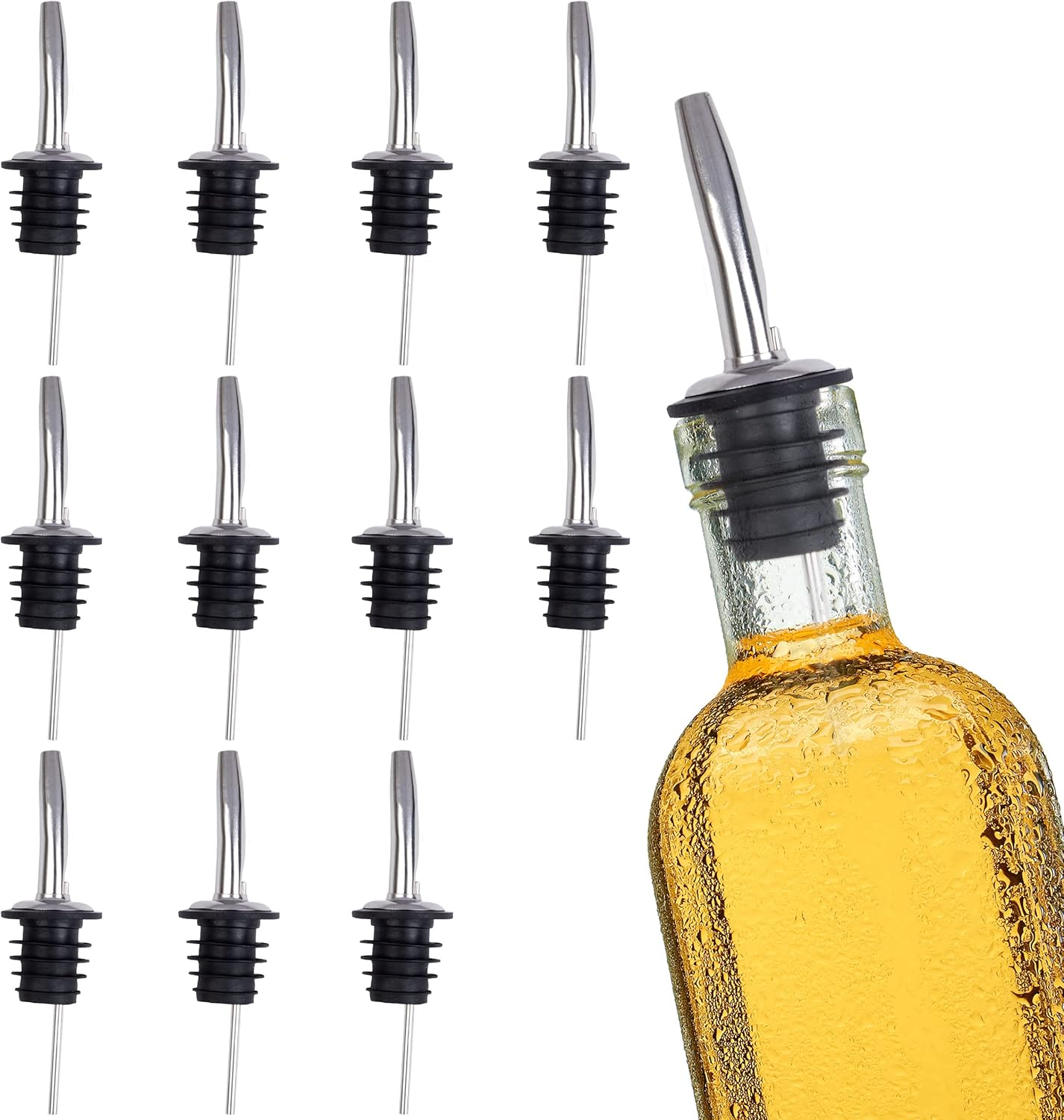 EHOMEA2Z Stainless Steel Liquor Bottle Pourers (12 Pack) Classic Bottle