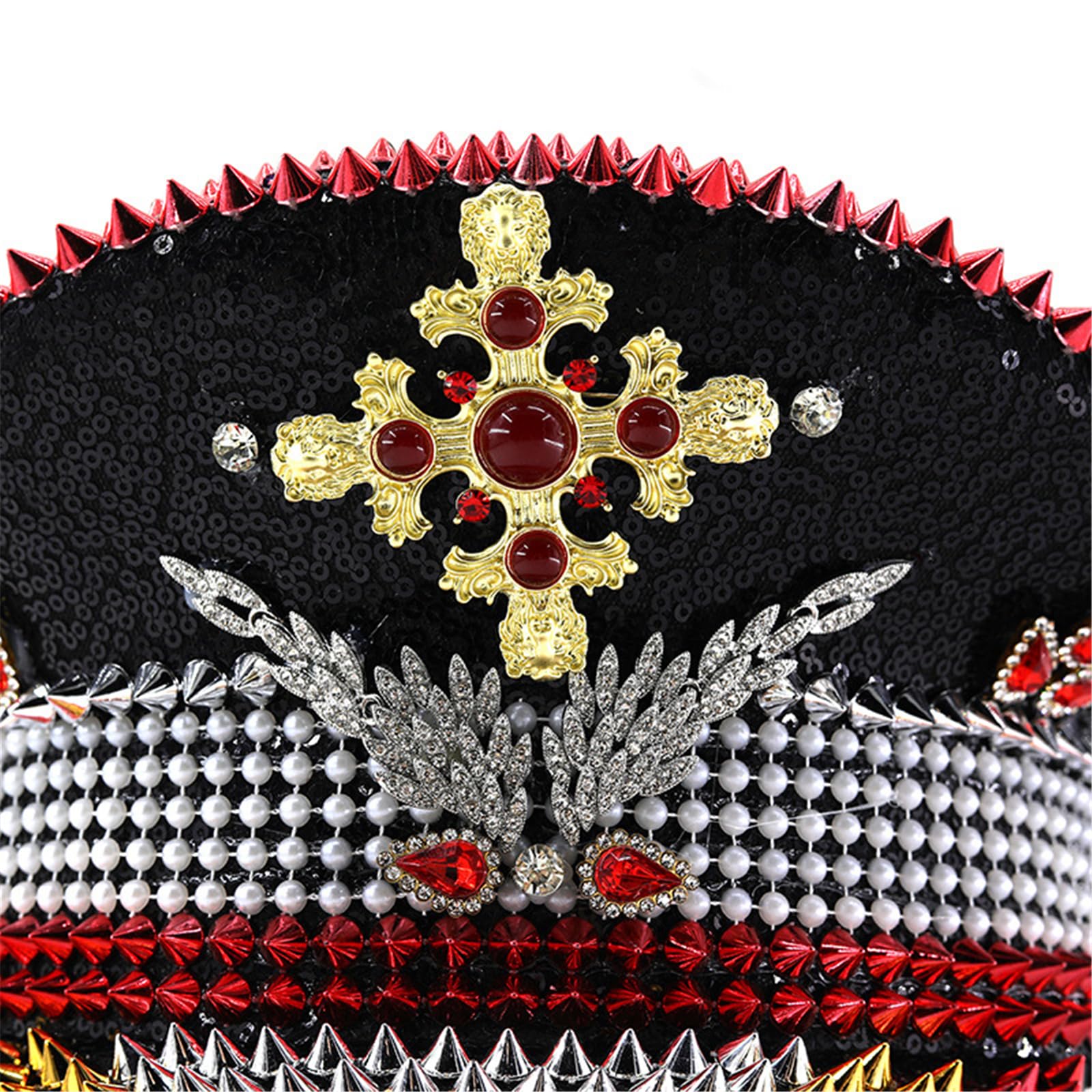 Paillettes Decorato Capitano Cappello Festival Cappello Da Sposa Cappello In Poliestere Traspirante per Festival Musicali