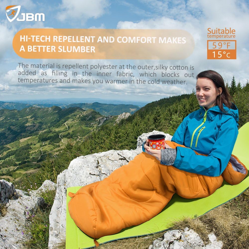 JBM Camping Sleeping Bag with Compression Sack, Lightweight and Waterproof Comfort Adults & Kids Sleeping Bags for 4 Seasons Camping/Traveling/Hiking/Backpacking/Outdoor