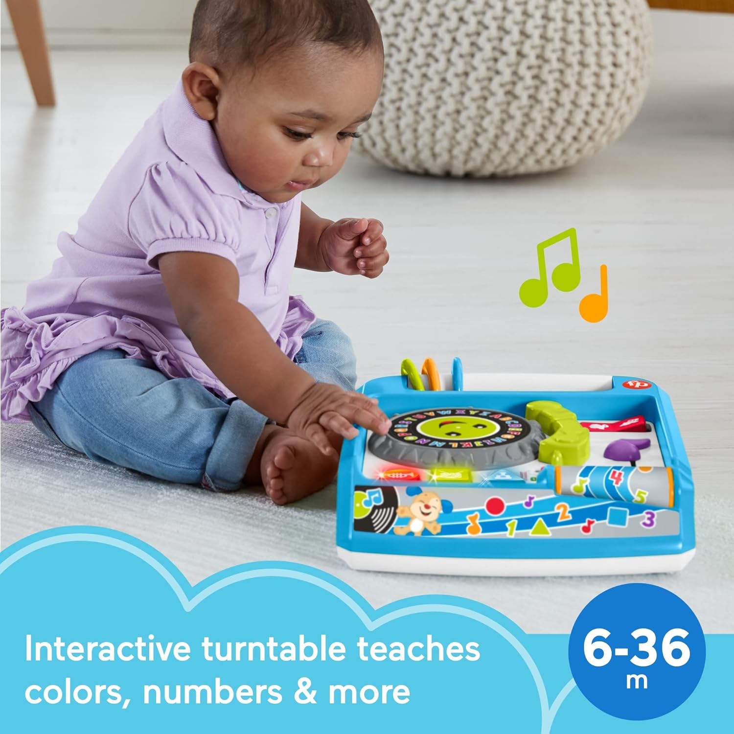 Fisher-Price Laugh & Learn Remix Record Player, Musical Toy with Learning Content for Infants and Toddlers Ages 6 to 36 Months