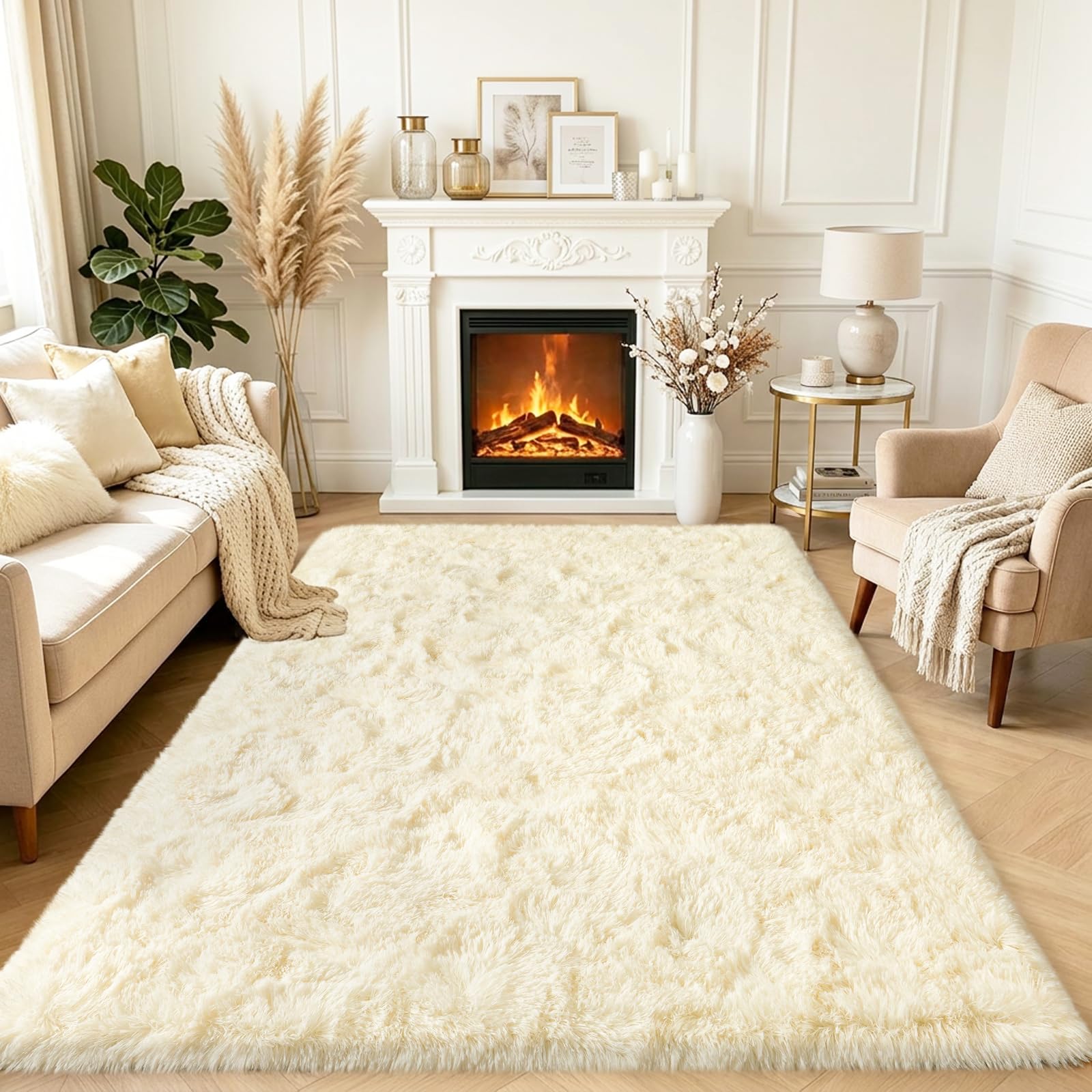 Rugs Living Room Beige 120x160cm Soft Fluffy Shaggy Area Rugs for bedroom