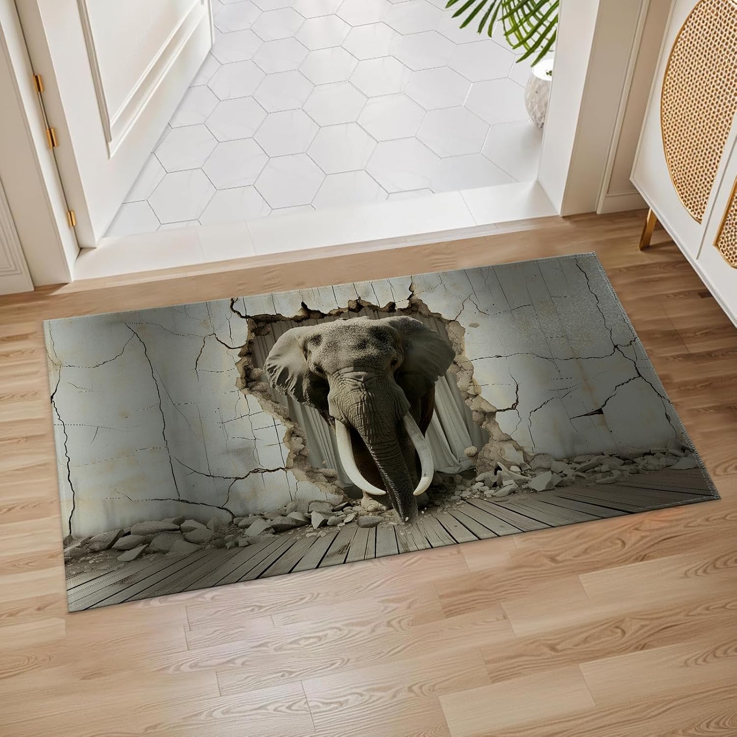 Dog Rottweiler Indoor Door Mat, 17x29.5 Inch, Floor Area Rug for Entryway, Living Room, or Bathroom, Non-Slip Doormat, Animal Design Home Decor Rug Gifts