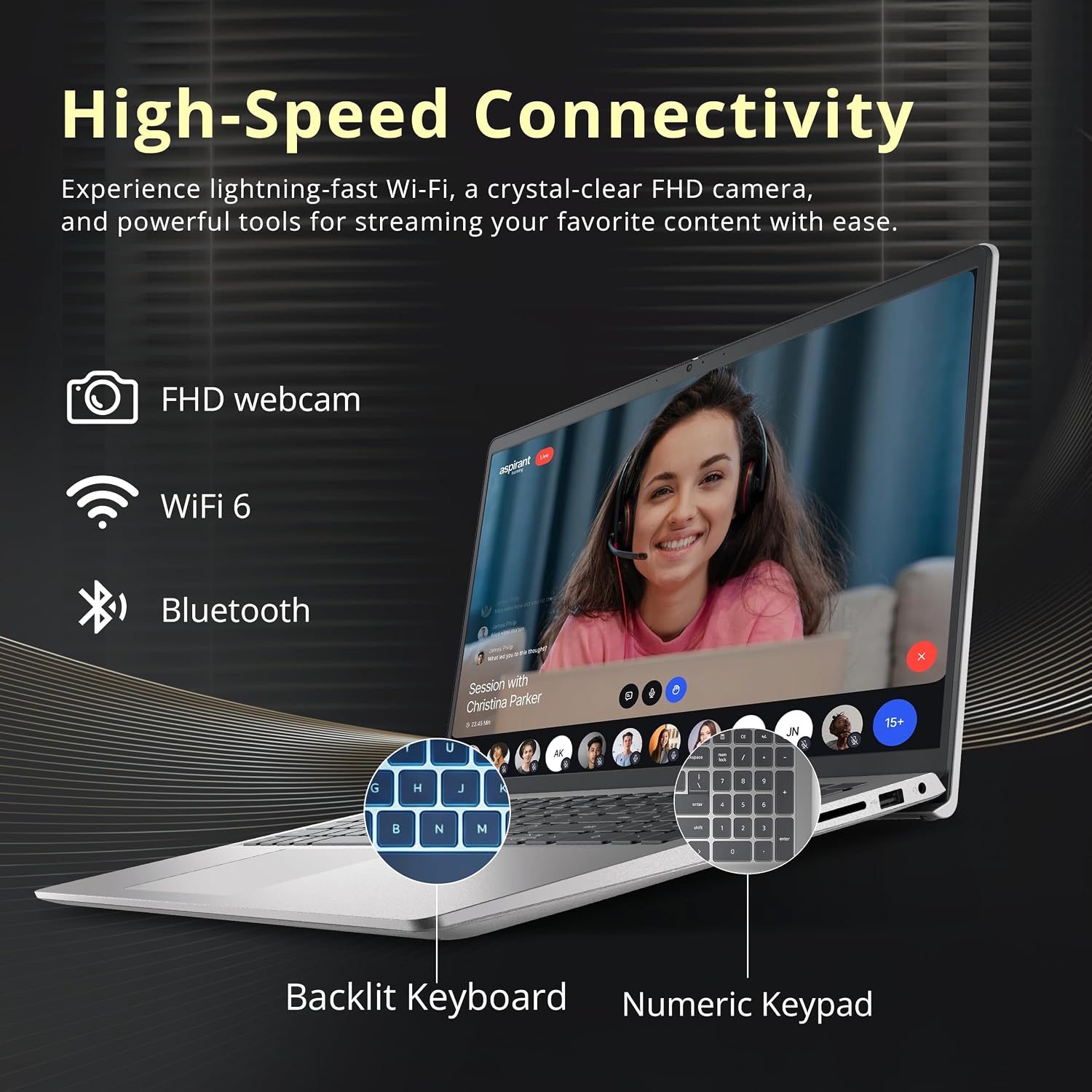 Dell 15 DC15250 15.6" FHD Business Laptop, Intel 10-core i7-1355U Processor, 16GB DDR5, 2TB Storage (1TB SSD+1TB Docking Station), Intel UHD Graphics, Backlit Keyboard, Wi-Fi 6, Windows 11, Silver image 5
